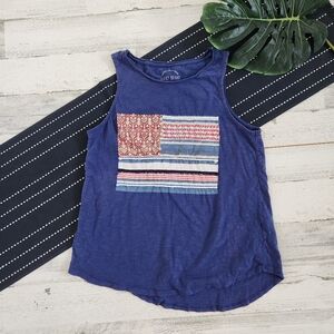 Lucky Brand American Flag Sequin Tank Top Blue Size Large